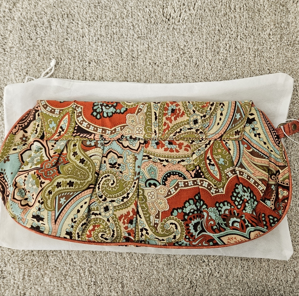 Paisley Patterned Clutch with Coral Accents - Picture 6 of 8